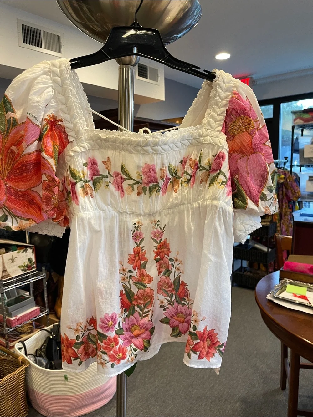 Farm Rio Summer Fruit Off-White Organic Cotton Blouse (NWT) size Large - Picture 3 of 12